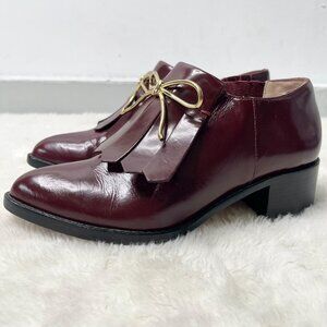Zimmermann Women's Red Burgundy Leather Heeled Lace Up Loafers Shoes Size 36